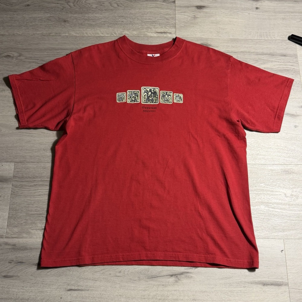 Vintage Cozumel Mexico T Shirt XL Red Yazbek Heavyweight Tourist Graphic 90s